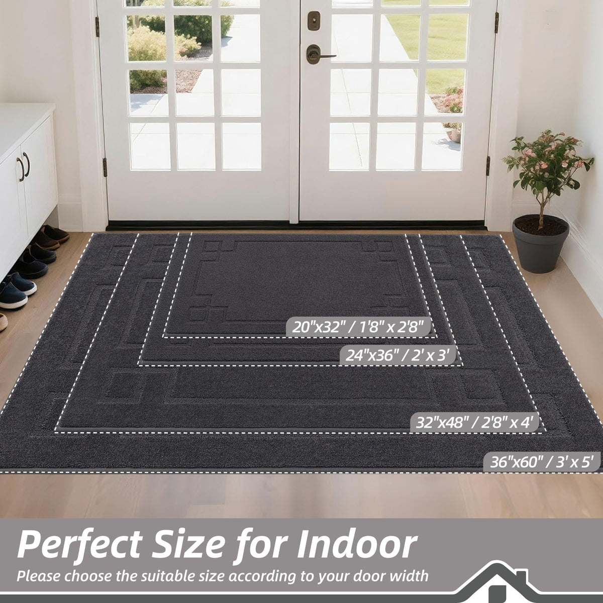 BEQHAUSE door mat dirt-scrape design traps debris at entry