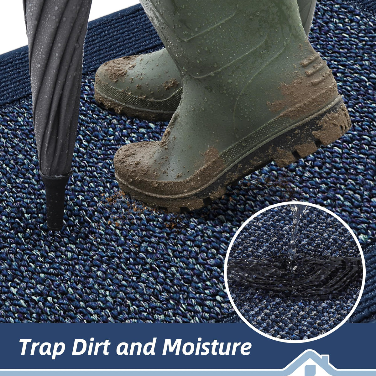 BEQHAUSE 0.4 inch low-profile mat fits under doors smoothly.