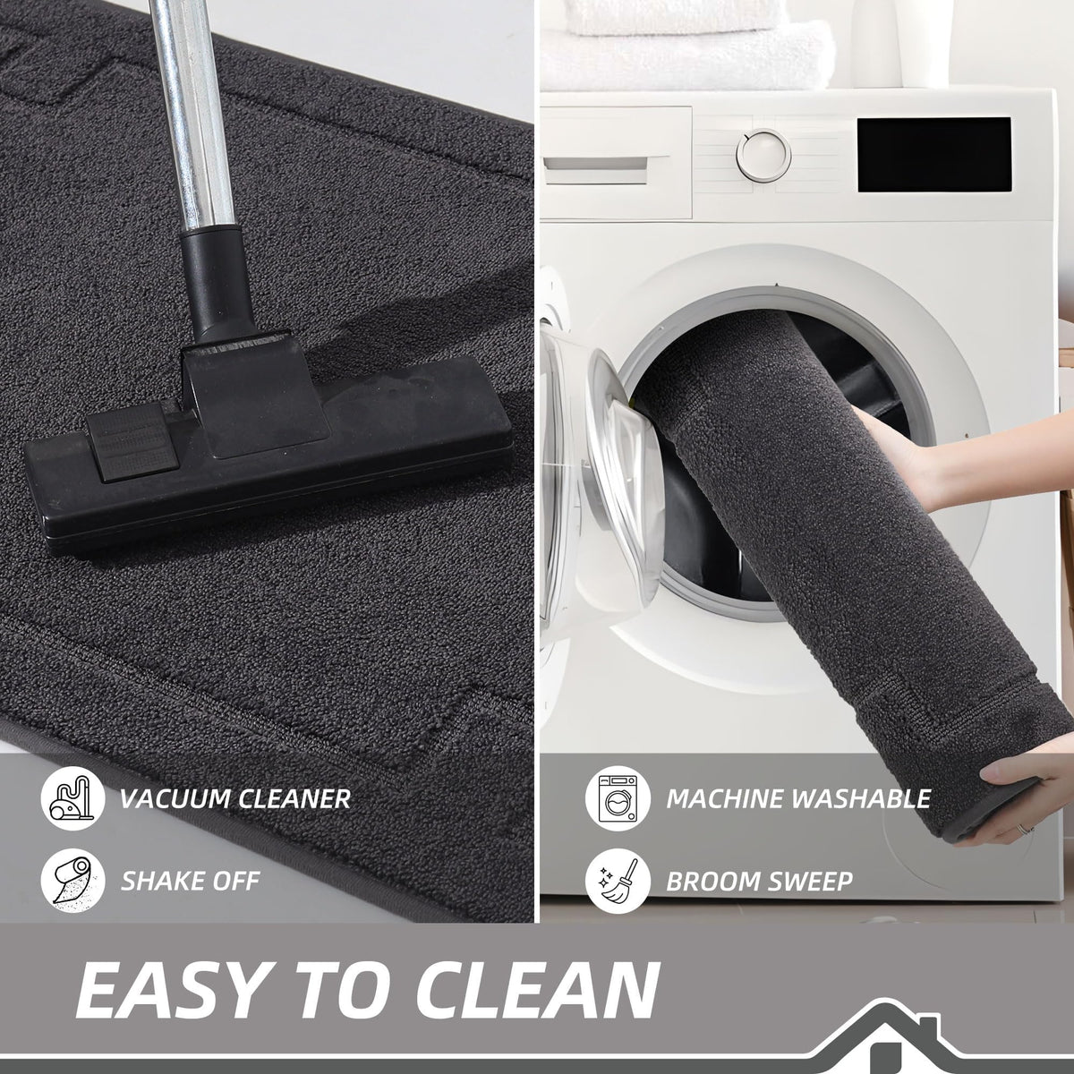 BEQHAUSE door mat easy-clean, machine washable for quick refresh