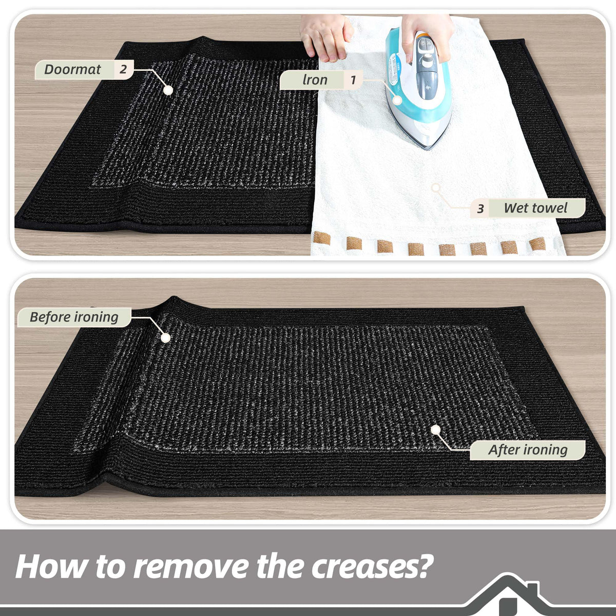 BEQHAUSE door mat easy-clean surface accepts broom or vacuum.