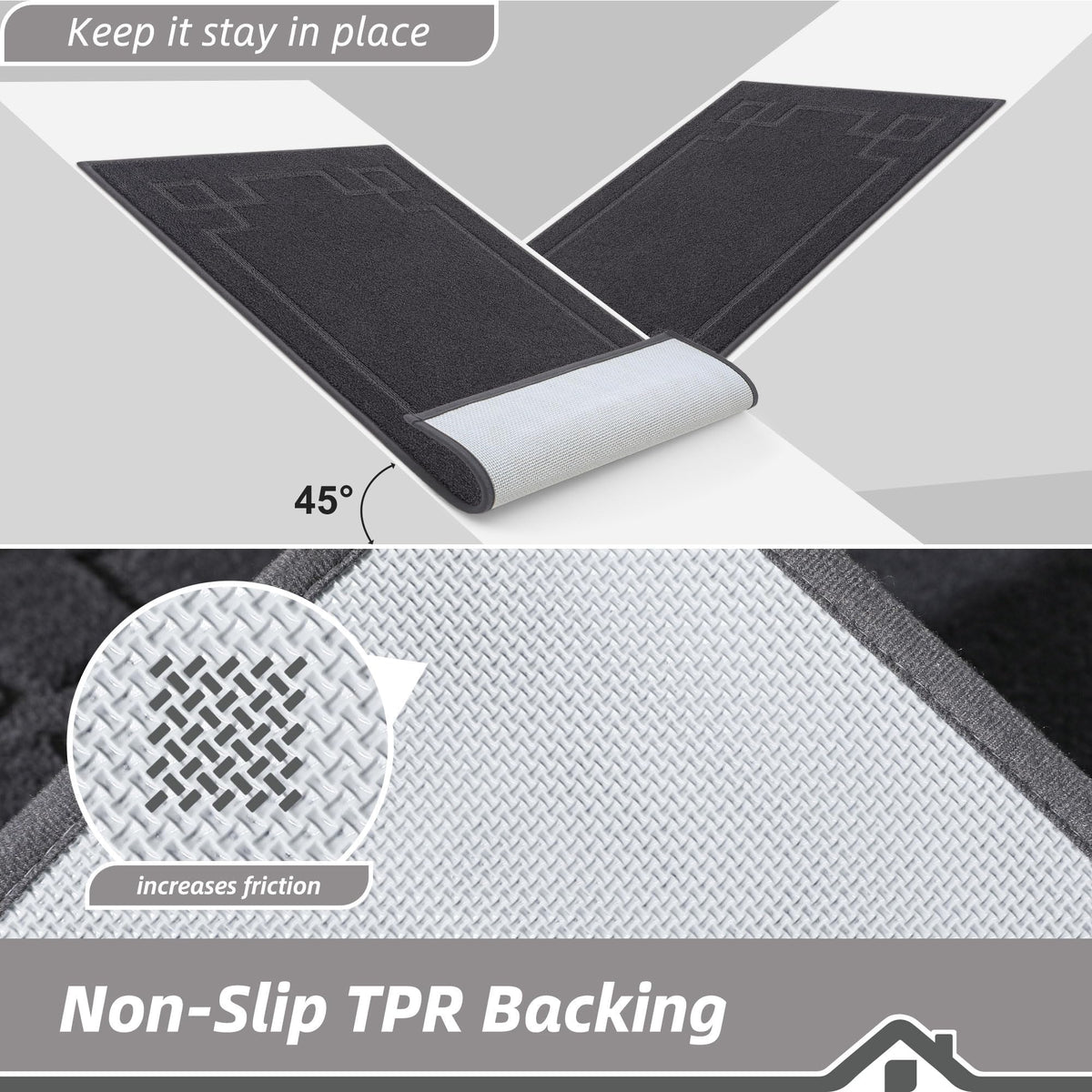 BEQHAUSE door mat low-profile fits under doors without snagging