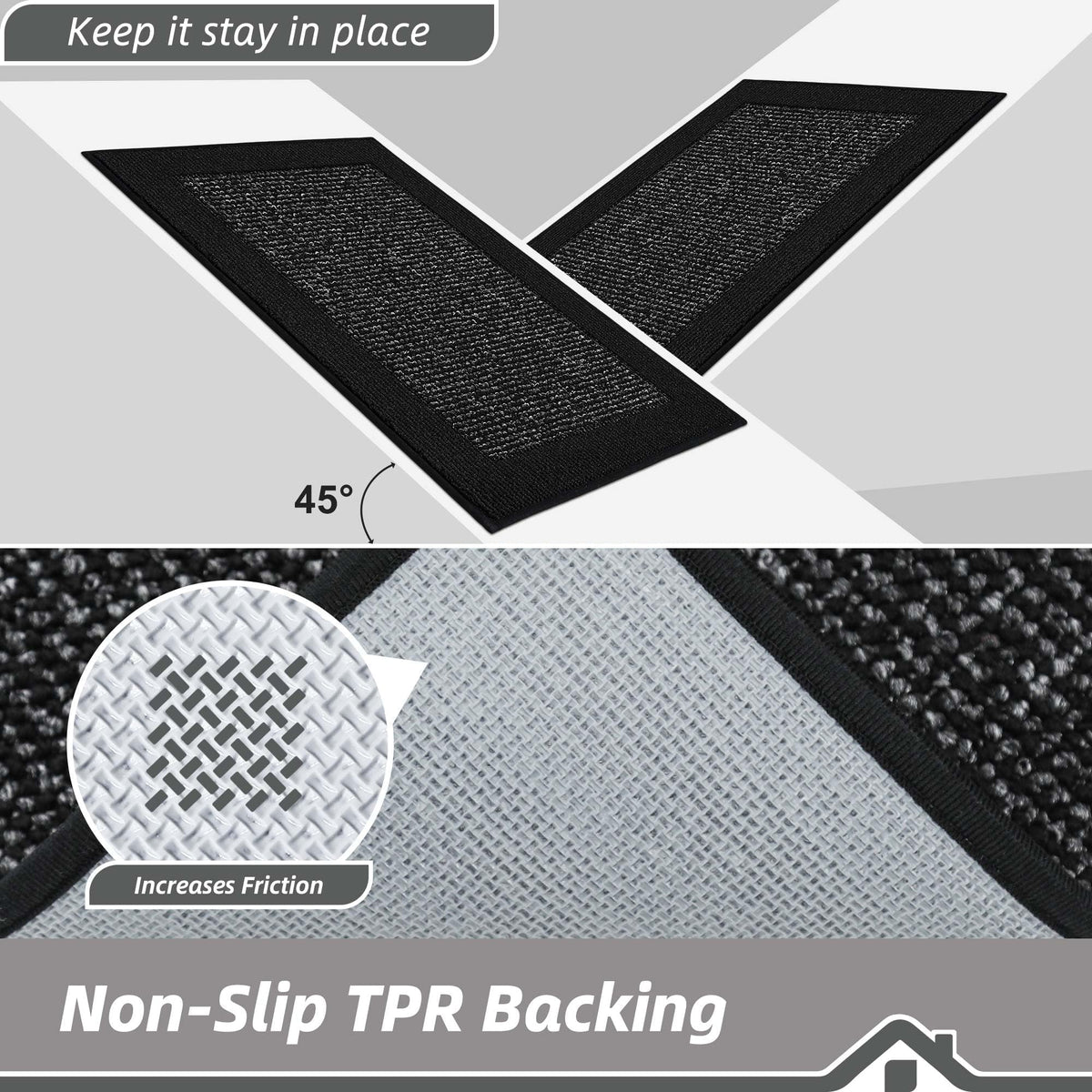 BEQHAUSE door mat low-profile frame fits under doors.