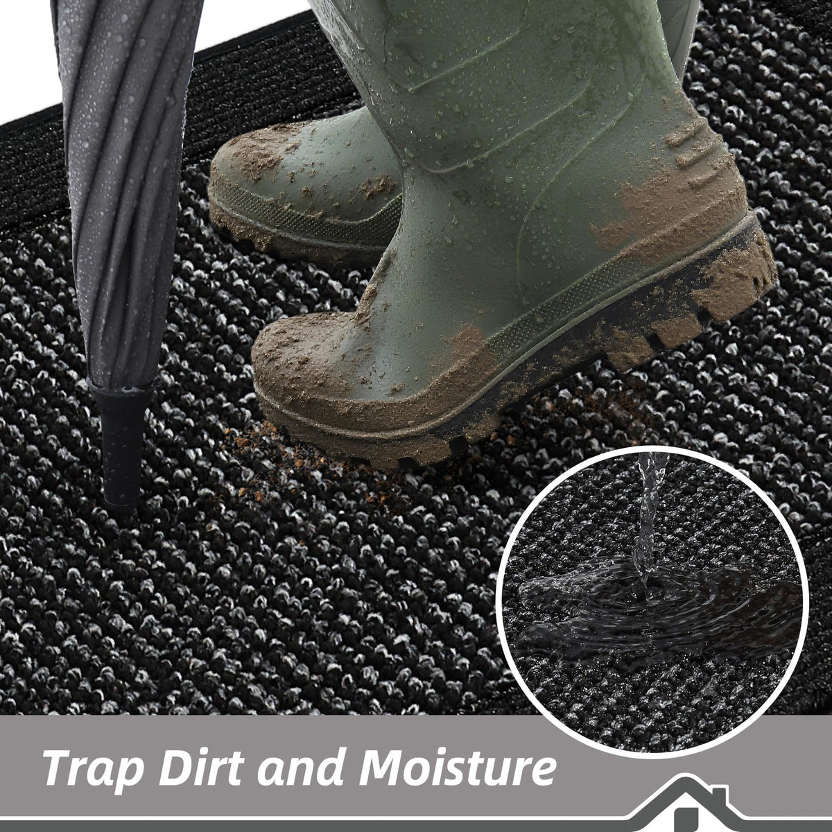 BEQHAUSE door mat non-slip back texture keeps it in place.