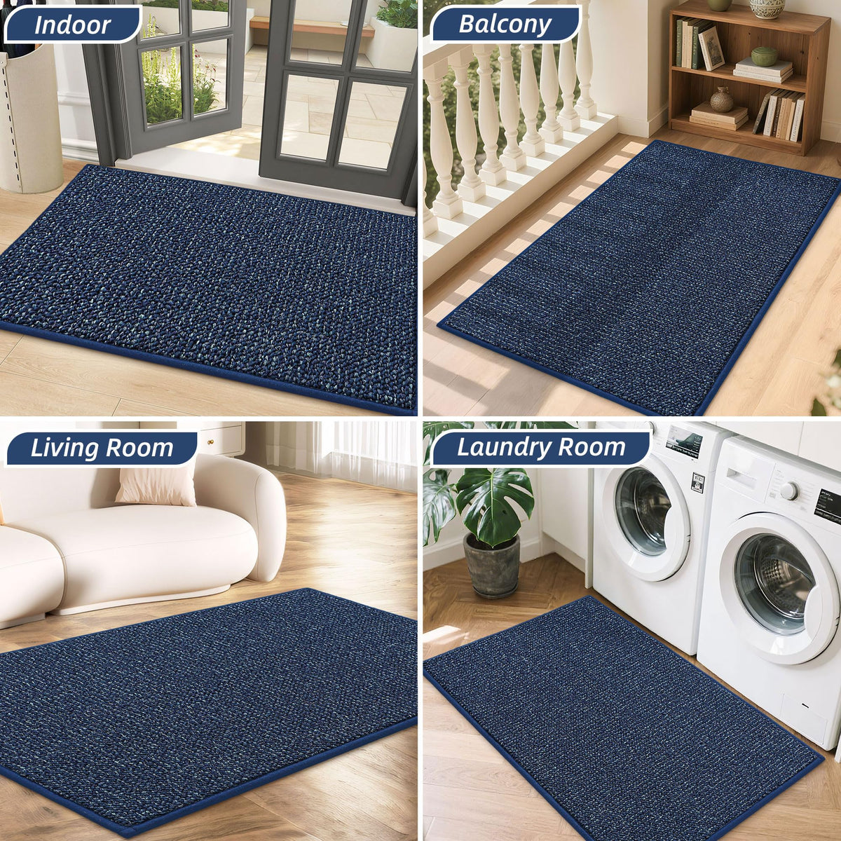 Durable non-slip backing minimizes slips on smooth floors for BEQHAUSE mat.
