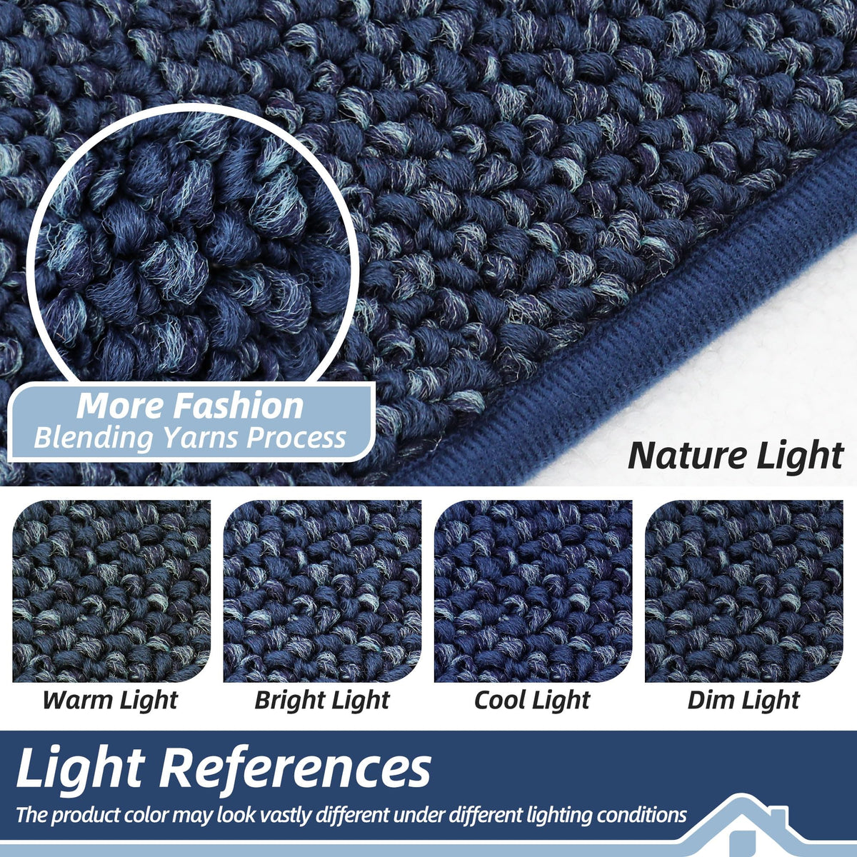 Front door BEQHAUSE mat in blue adds stylish, functional entryway appeal.