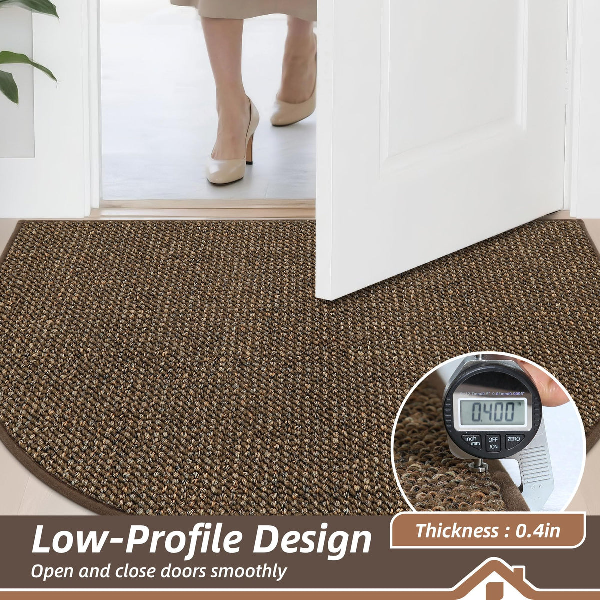 BEQHAUSE brown front door mat blends with decor while welcoming guests