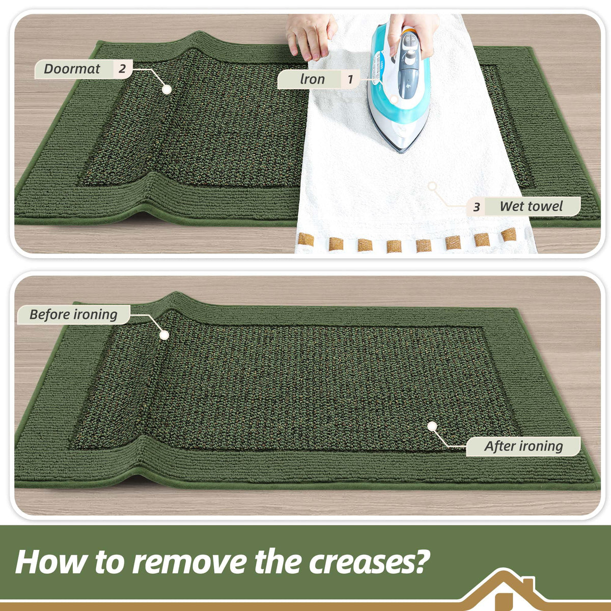 BEQHAUSE green door mat complements home decor