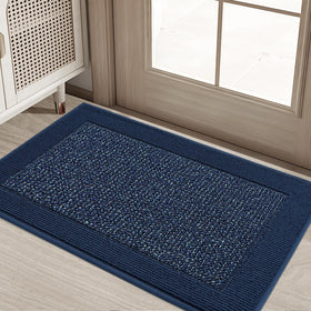 BEQHAUSE indoor door mat blue, 20x32, traps dirt and moisture at entryways.