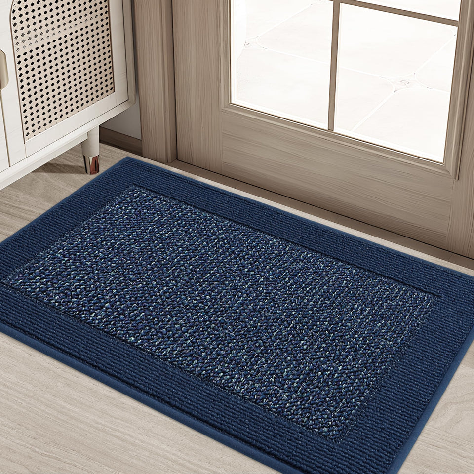BEQHAUSE indoor door mat blue, 20x32, traps dirt and moisture at entryways.