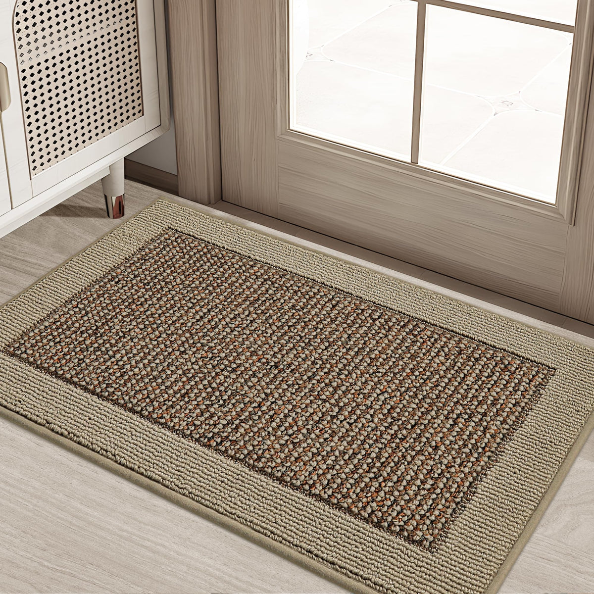 BEQHAUSE indoor door mat 20x32 taupe traps dirt and keeps floors clean