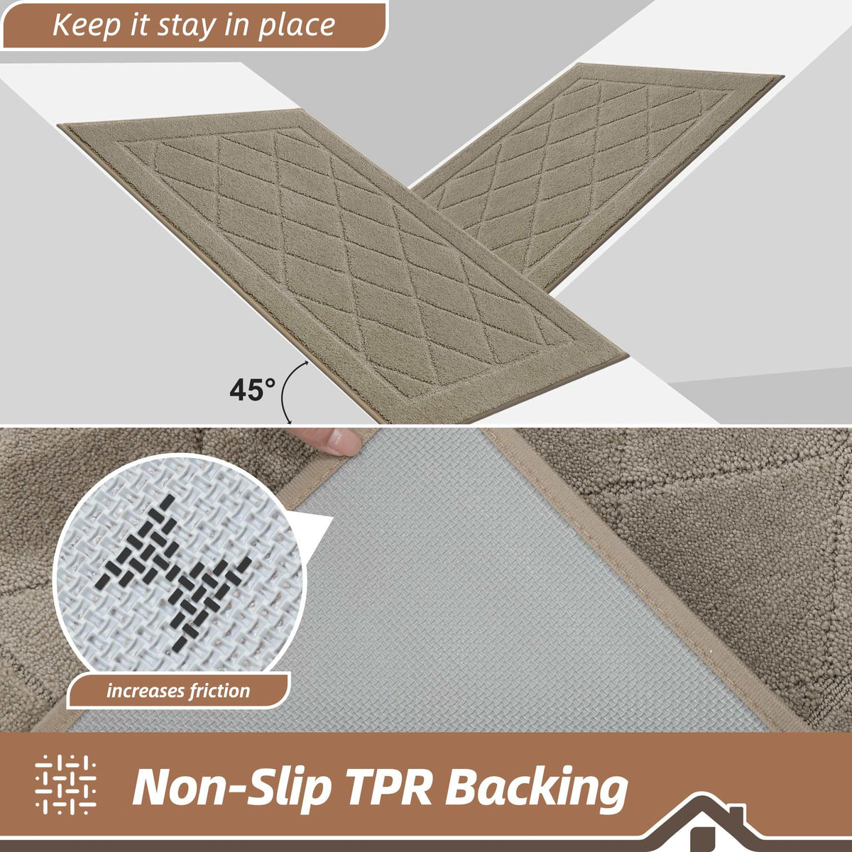 BEQHAUSE Washable beige floor mat is easy to clean and quick to dry