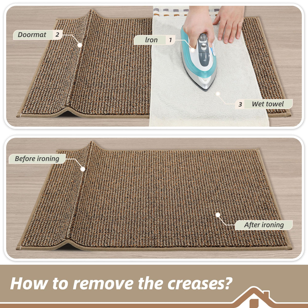 BEQHAUSE Dirt Trapper door mat care instructions included on packaging