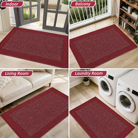BEQHAUSE indoor door mat red entryway setup shown in doorway for easy transition
