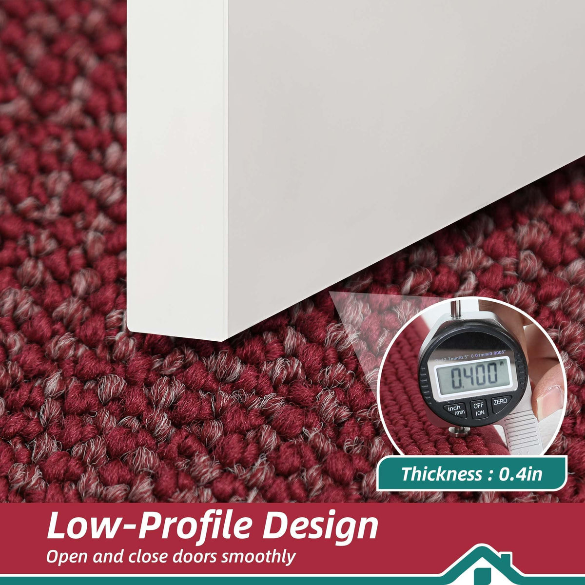 BEQHAUSE indoor door mat red fiber close-up showcasing durable, stain-resistant yarns