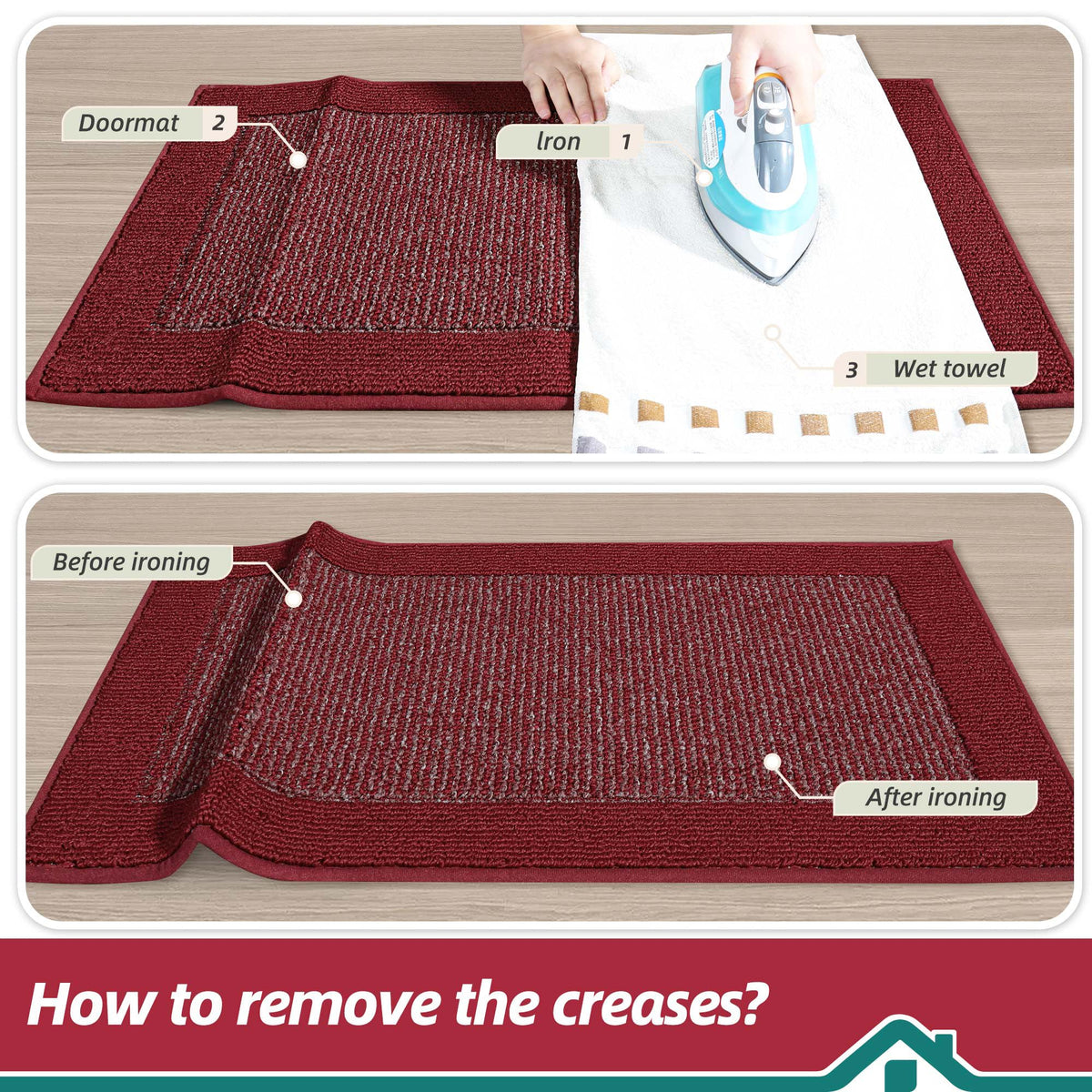 BEQHAUSE indoor door mat red material composition highlighting polypropylene fibers and backing