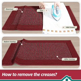 BEQHAUSE indoor door mat red material composition highlighting polypropylene fibers and backing