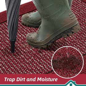 BEQHAUSE indoor door mat red back with non-slip backing for secure placement on dry floors