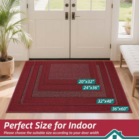 BEQHAUSE indoor door mat red texture close-up highlighting dense fibers for moisture control