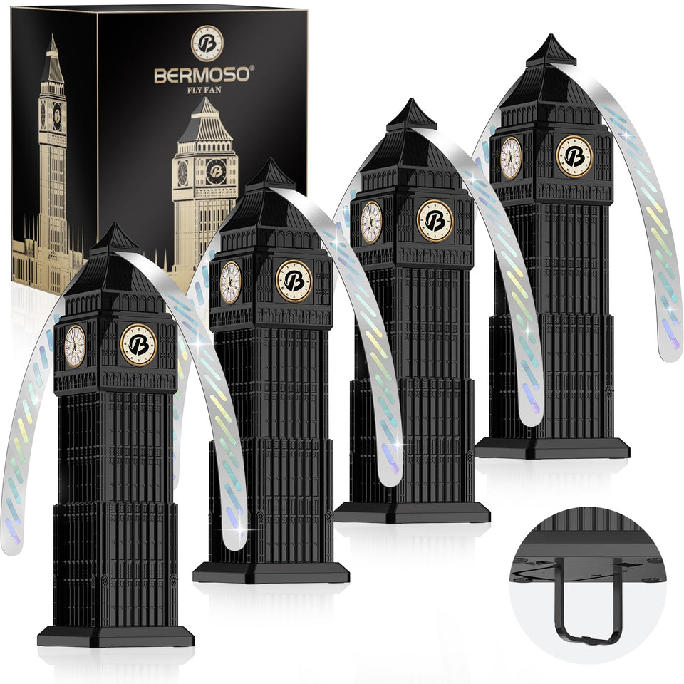 Bermoso fly fans with holographic blades protect food outdoors.