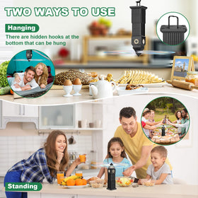 Bermoso fly fans operate quietly for peaceful outdoor dining.