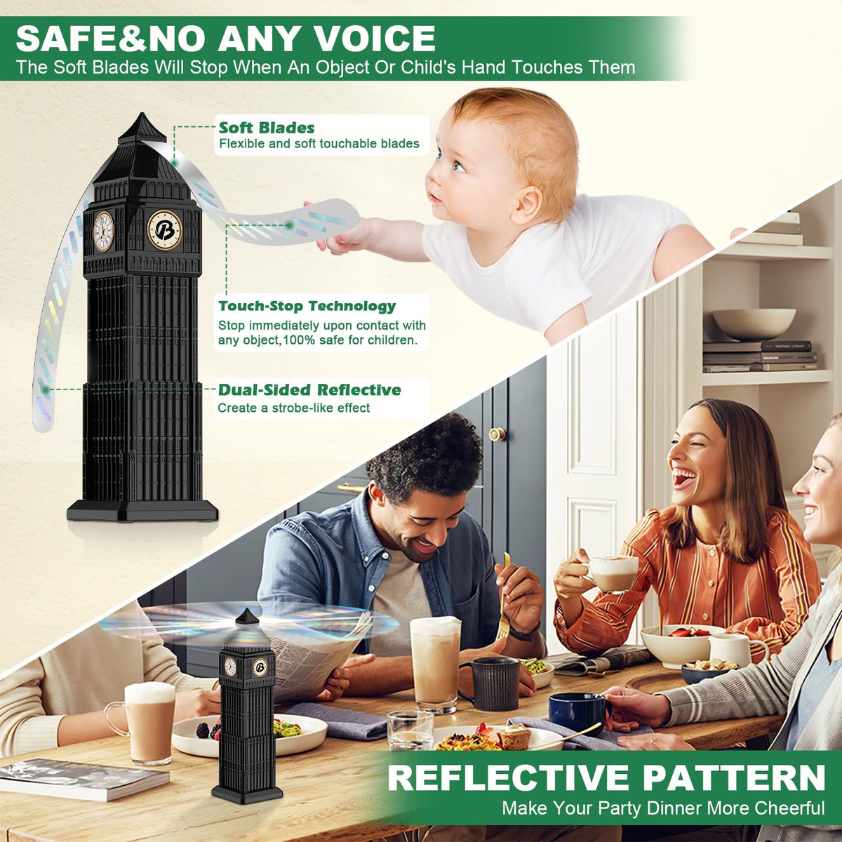 Bermoso fly fans with soft blades and safety stop.