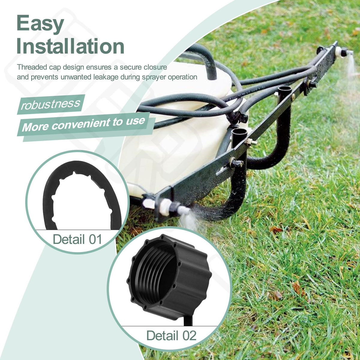BERPSE lawn care sprayer drain plug facilitates fast tank cleaning