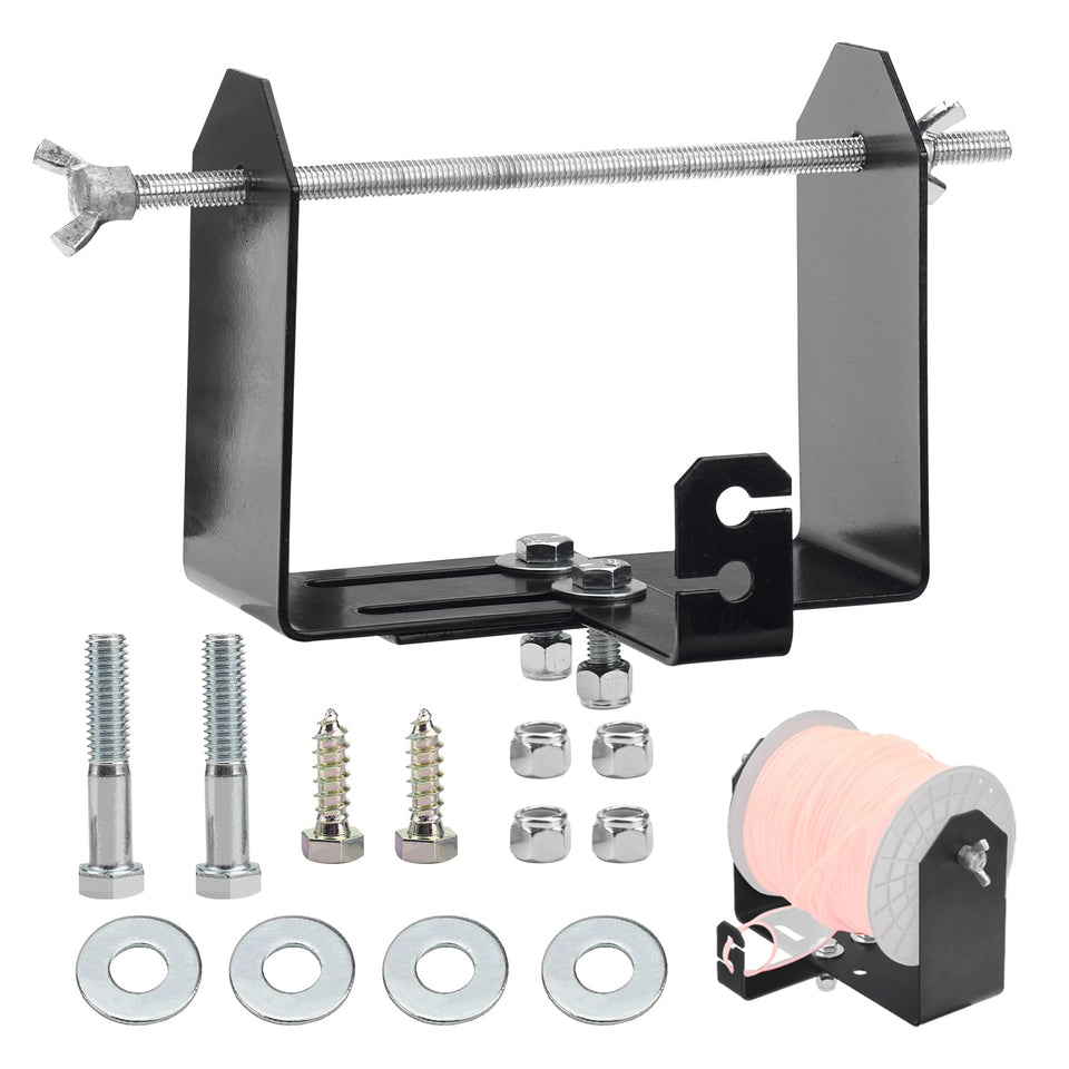 BERPSE weed wacker line holder with adjustable width for easy spool access on trailers.