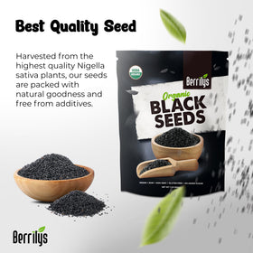 Berrilys organic black seeds in a spice jar closeup ready to flavor dishes.