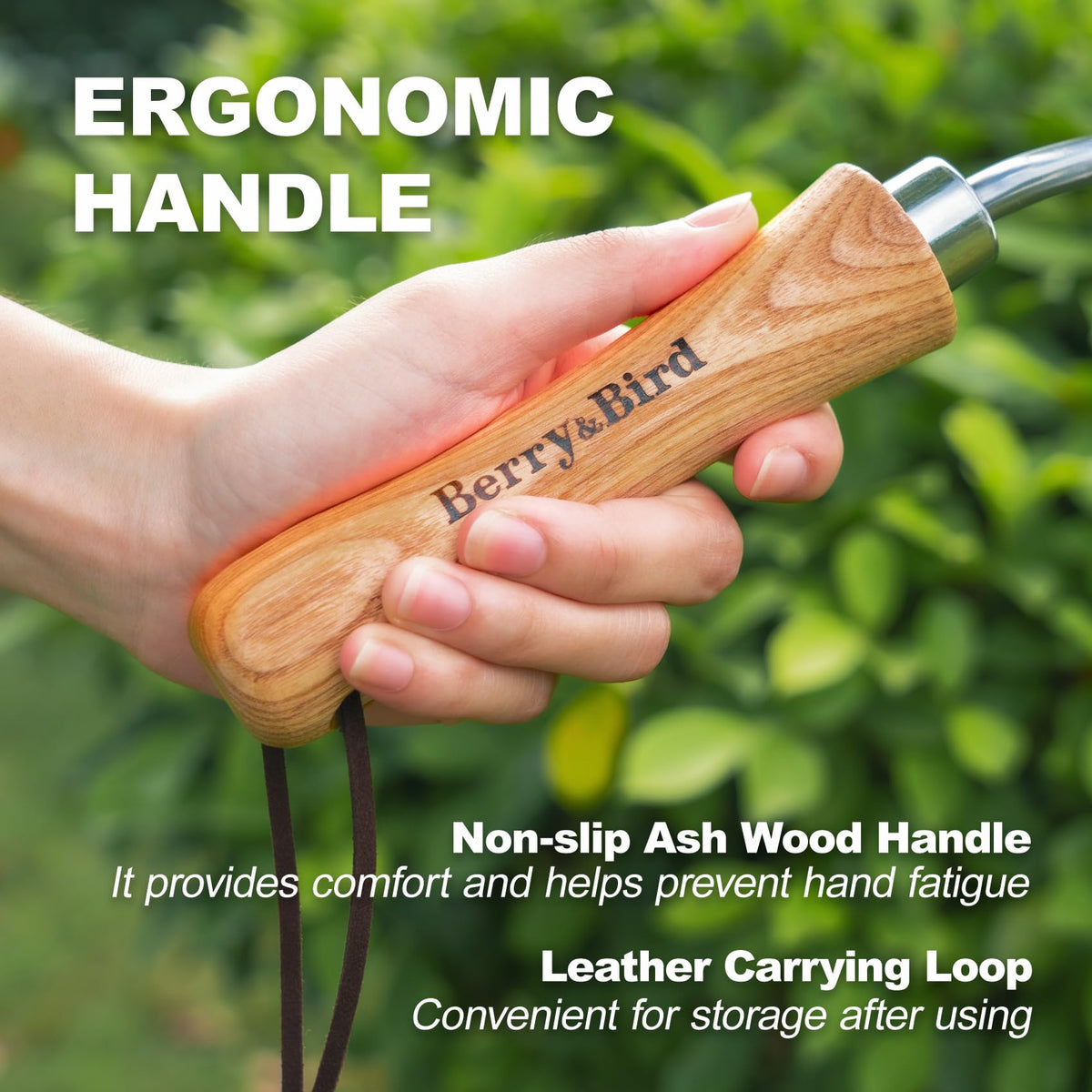 Berry&Bird compact tool fits narrow spaces for transplanting.