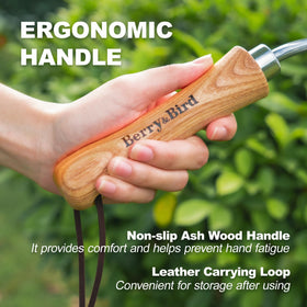 Berry&Bird compact tool fits narrow spaces for transplanting.