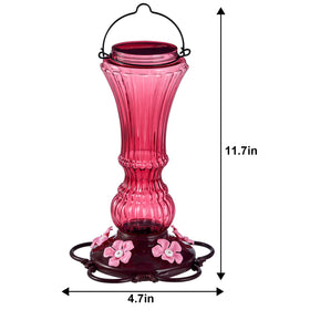 Beserie feeder showing five feeding ports to attract nectar-loving hummingbirds.
