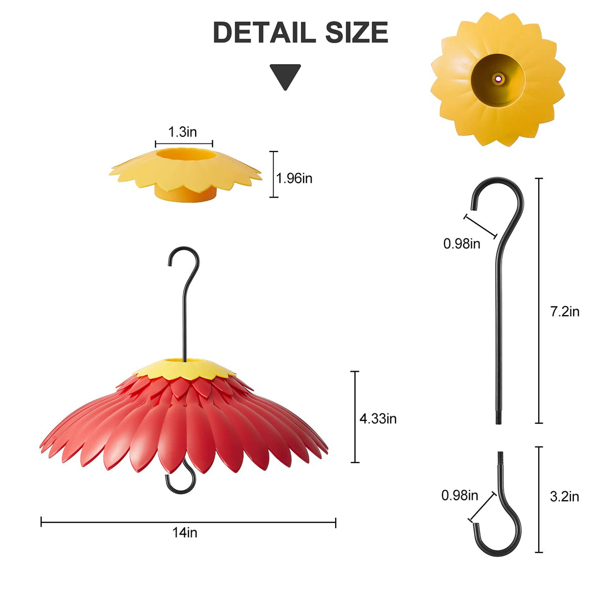 Beserie hummingbird feeder red dome attracts birds and enhances garden color