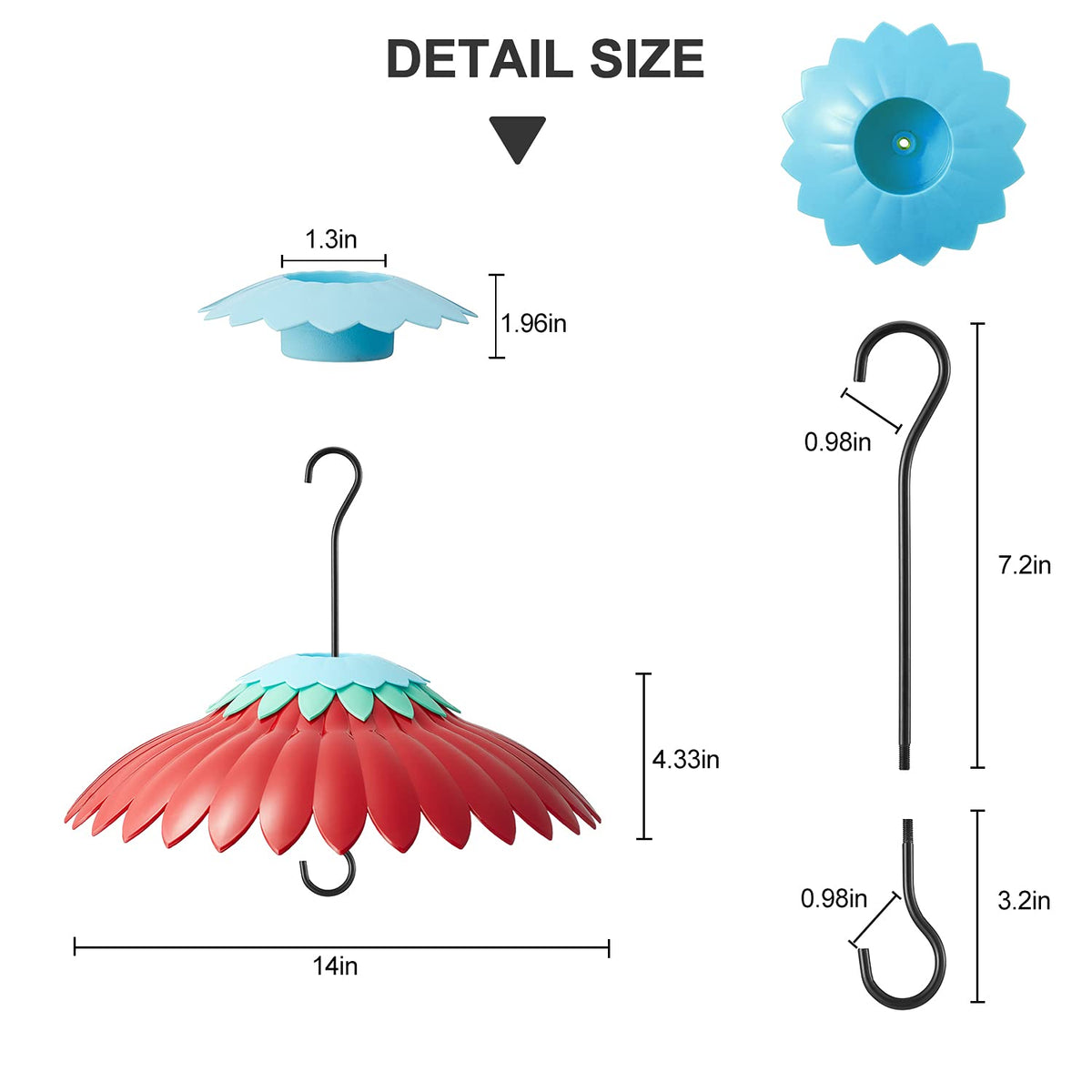 Beserie Squirrel Baffle umbrella detail shows fast two-minute installation.