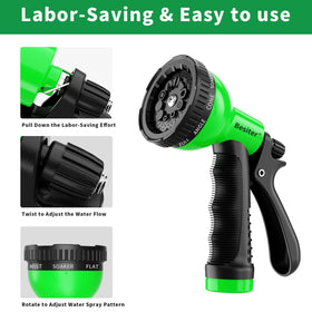 Besiter 10-pattern sprayer offers mist to jet for precise watering.