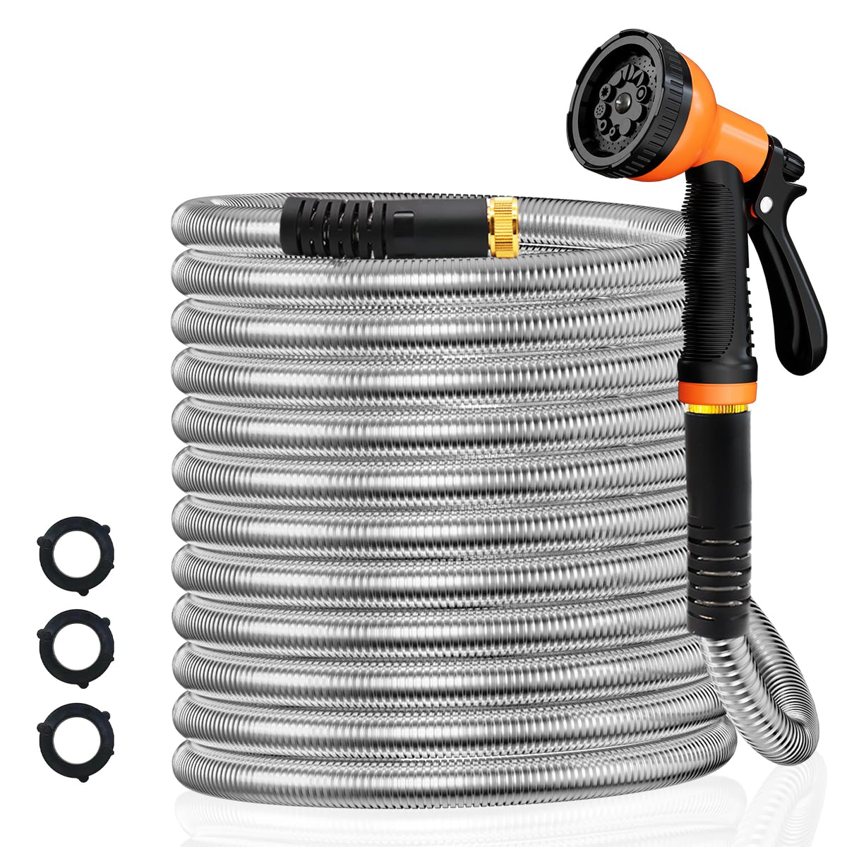 Besiter 25ft stainless steel garden hose in action for durable yard watering
