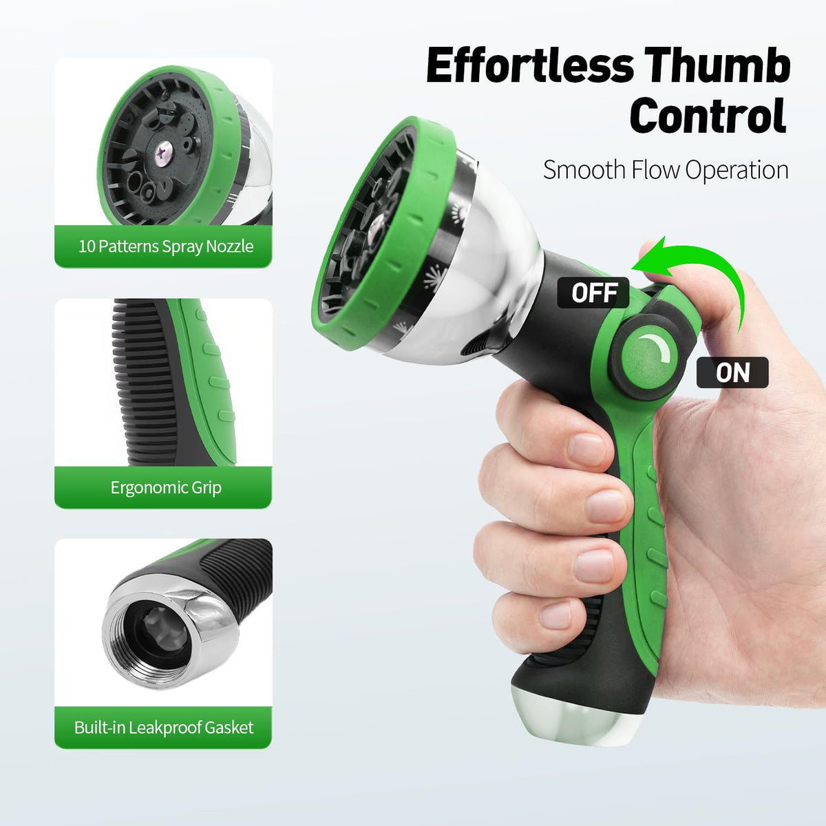 Besiter 10-pattern spray nozzle for versatile outdoor watering.