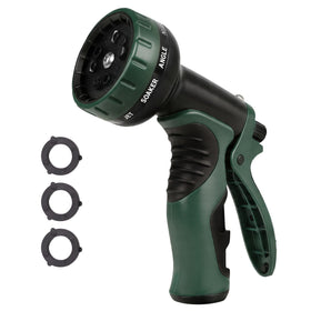 Besiter garden hose nozzle with soft shower for delicate watering and pet rinsing.