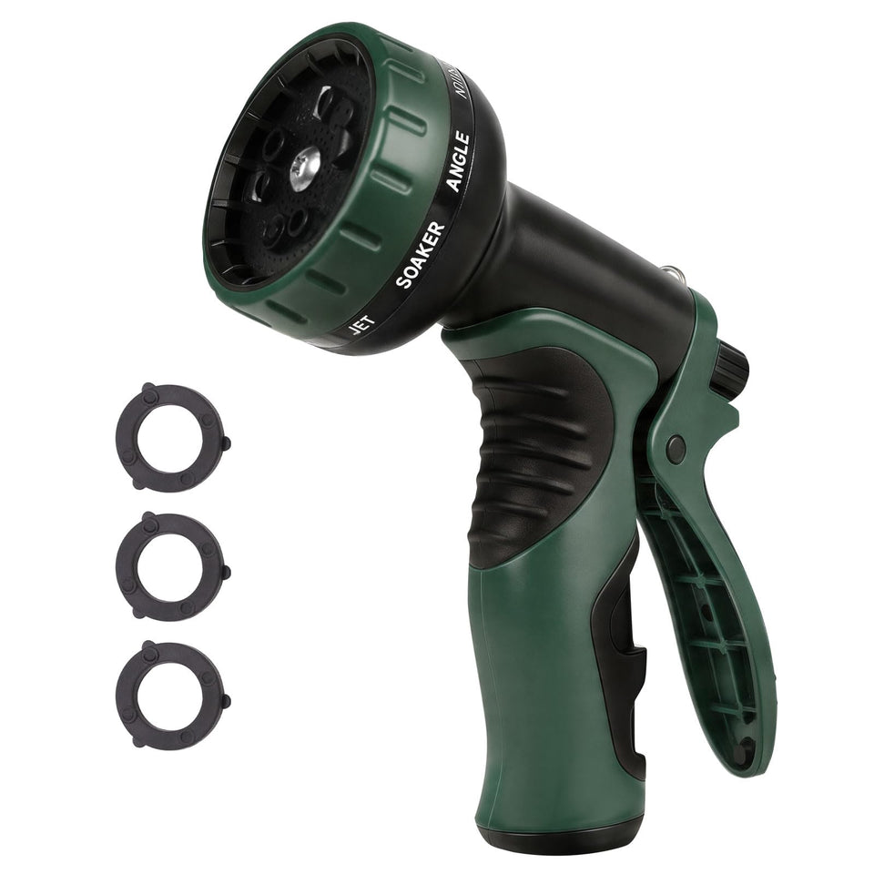 Besiter garden hose nozzle with soft shower for delicate watering and pet rinsing.