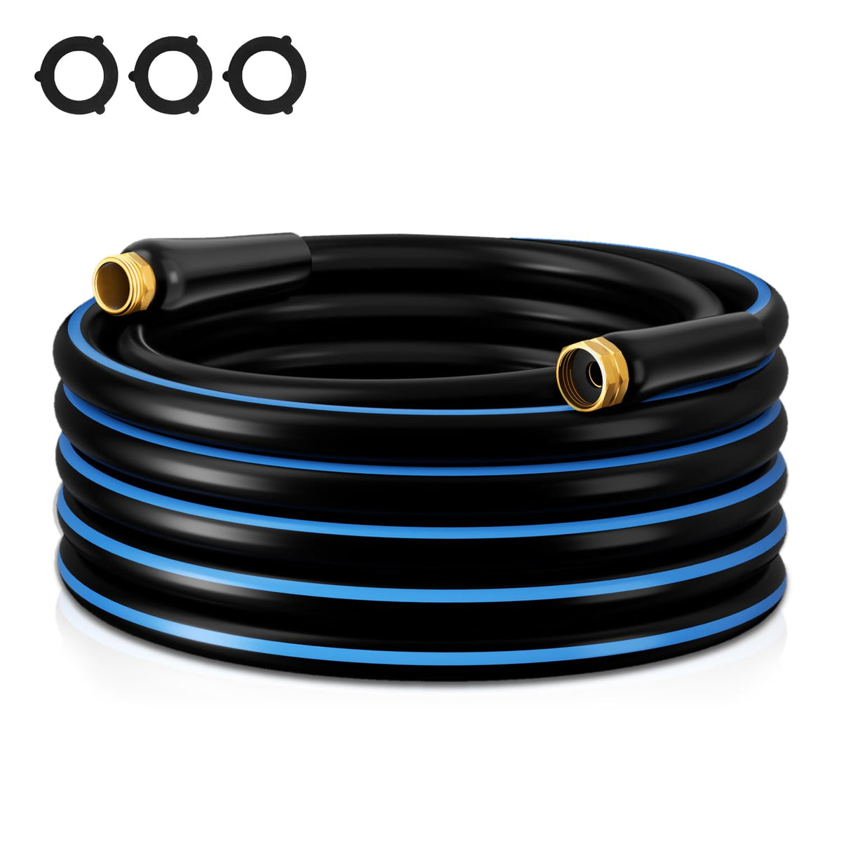Besiter heavy-duty garden hose coiled for easy storage and setup.