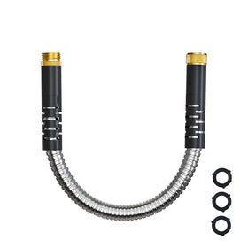 Besiter short metal garden hose 1ft connector showing durable stainless steel braid for outdoor use