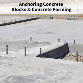 Besitu concrete forming anchors support formwork and concrete blocks.