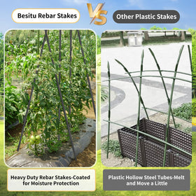 Besitu fence stakes help secure landscape timbers and blocks on-site.