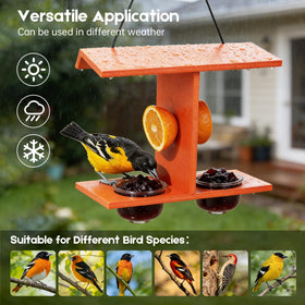 Beslands Oriole Feeders large capacity reduces refills during busy days.