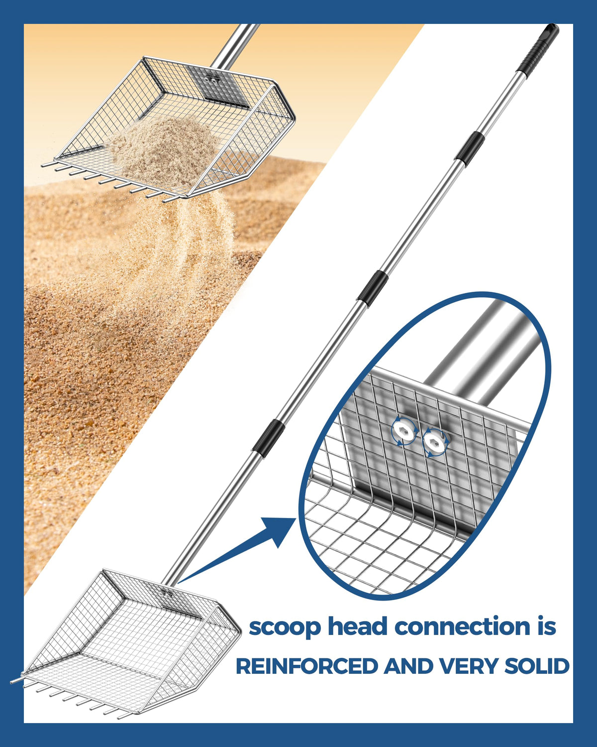 Besly 2-in-1 scoop and rake for efficient coop cleanup