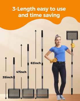 Besly adjustable-length tool extended to 62 inches for tall or deep coops.
