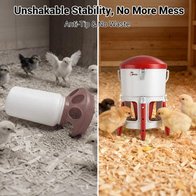 Besly chick feeder adjustable height supports growing chicks for comfortable feeding.