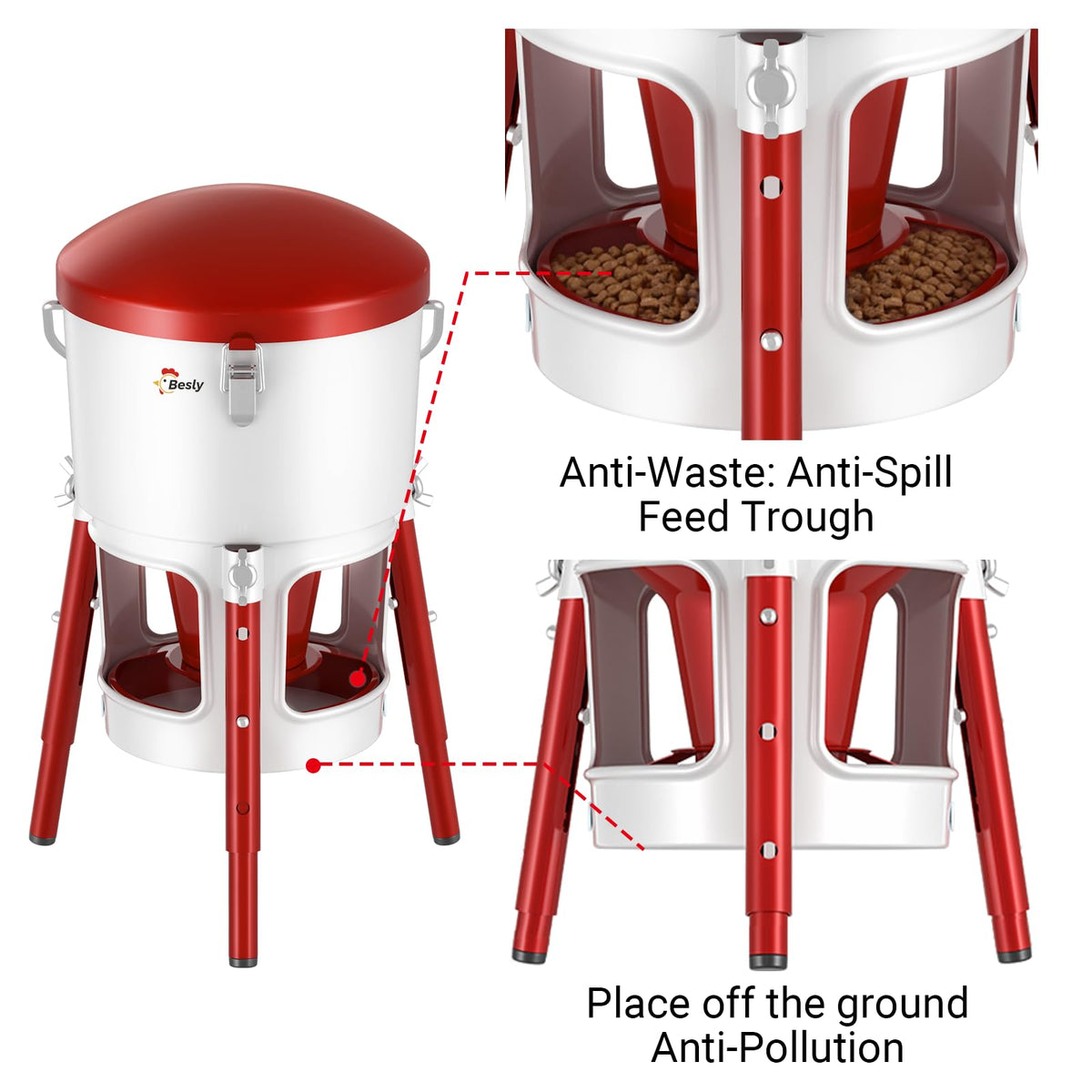 Besly chick feeder supports crumbles and small grains for starter diets.