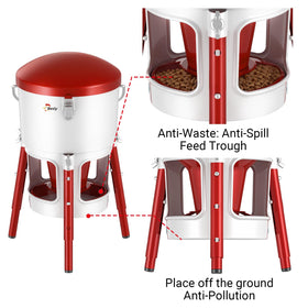 Besly chick feeder supports crumbles and small grains for starter diets.