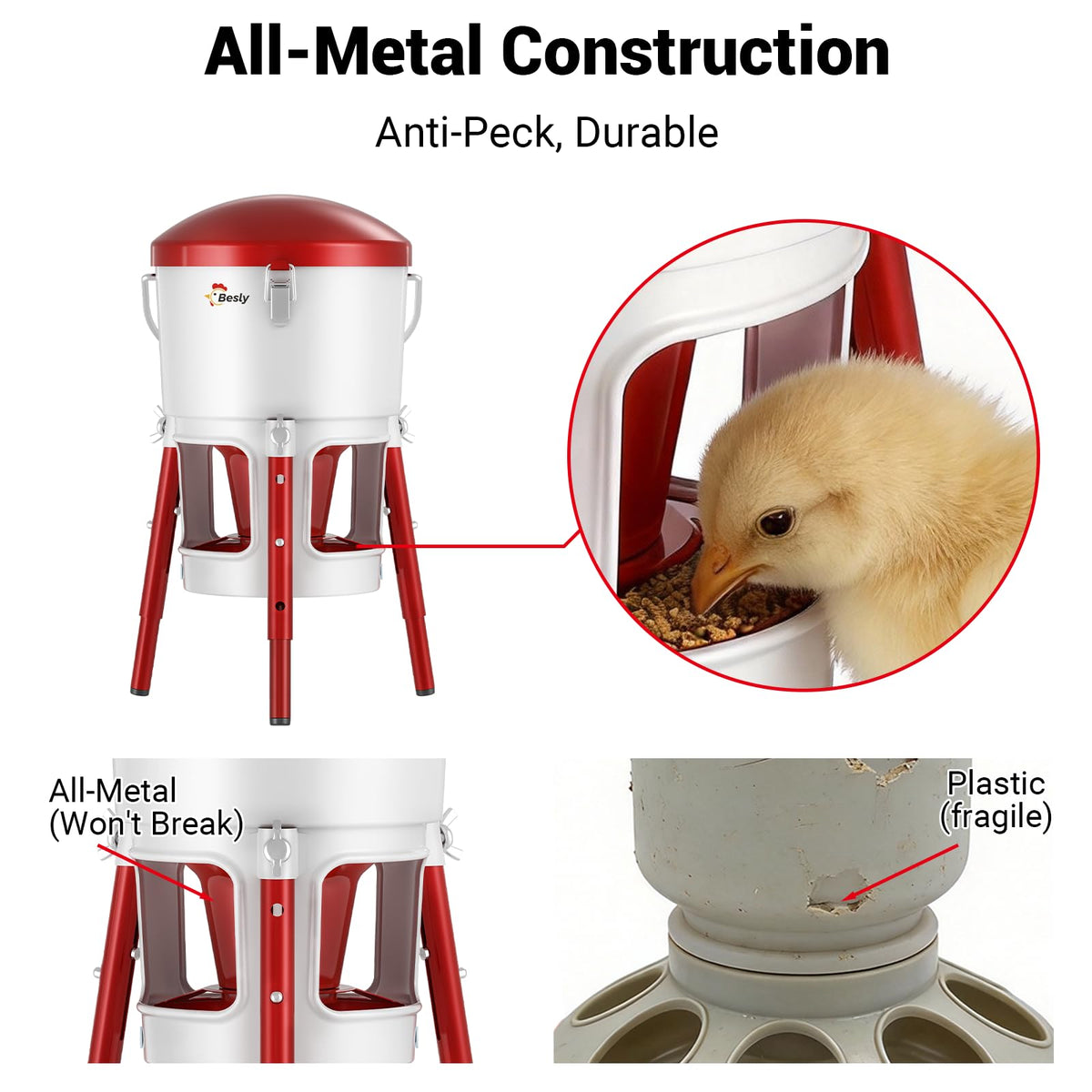 Besly feeder easy to clean with smooth surfaces for quick rinsing.