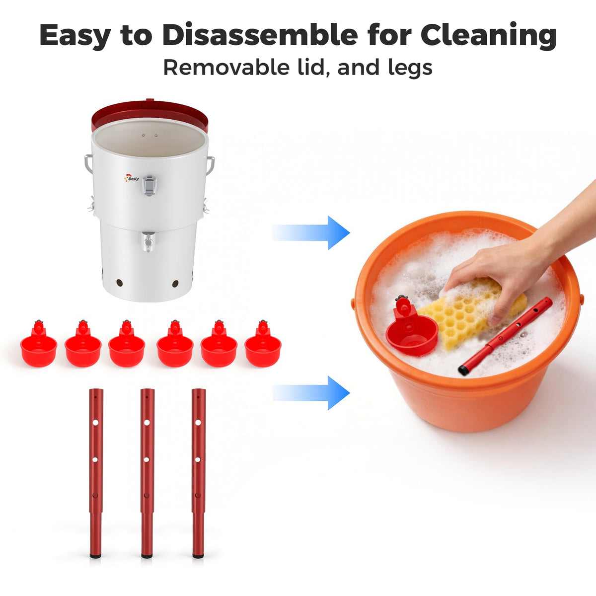 Besly waterer is easy to clean after daily use.